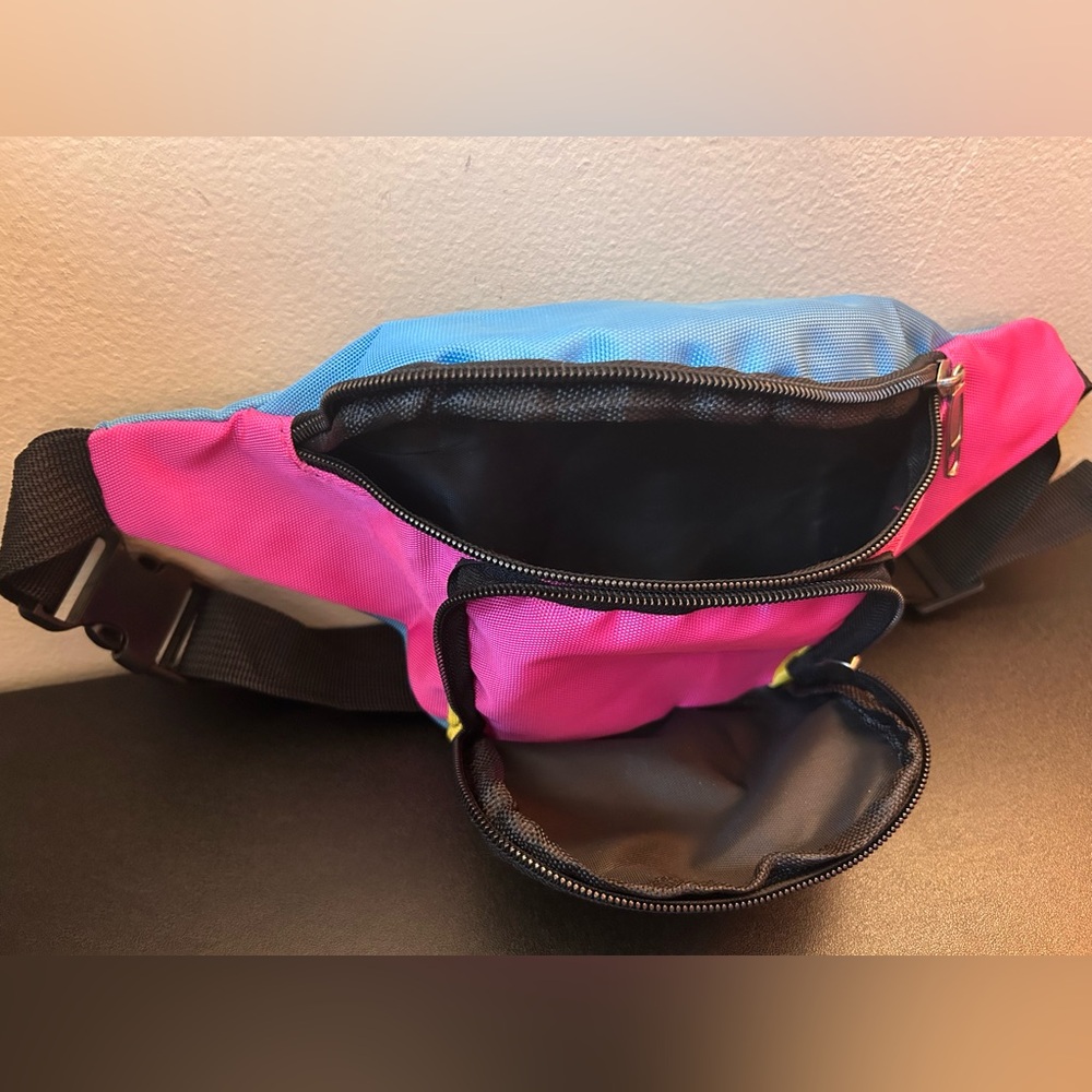 Waist Pack Pink Yellow Blue Tropical Floral Colorful Fanny Crossbody Belt Bag - Picture 4 of 7